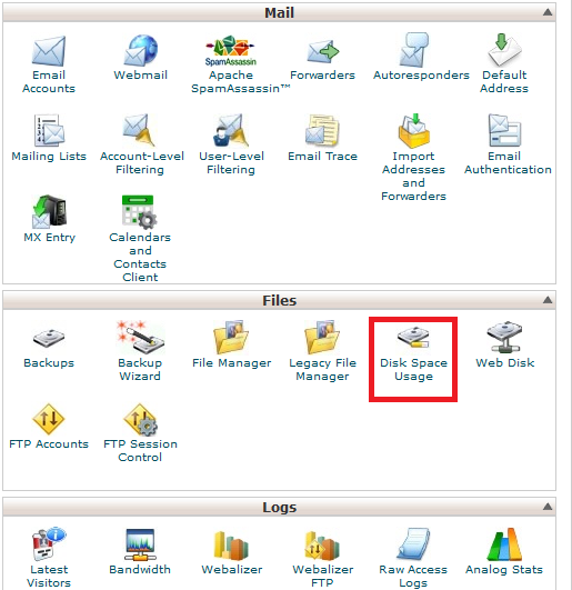 disk space usage