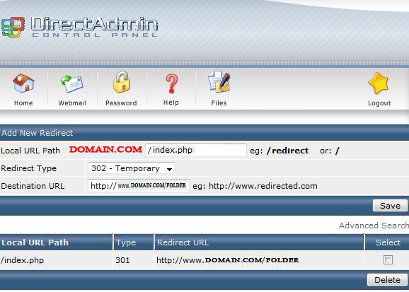 آموزش ریدایرکت کردن در DirectAdmin