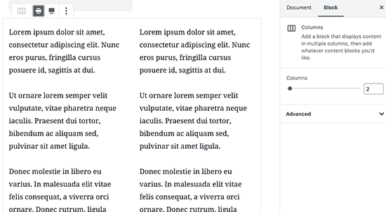 محتوای چند ستونی