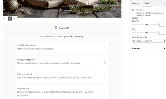 بلوک محصولات ووکامرس