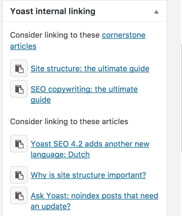 پیوند داخلی در افزونه Yoast SEO